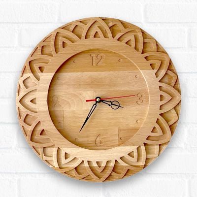 Biguzu Lotus Doğal Ahşap Duvar Saati 30cm