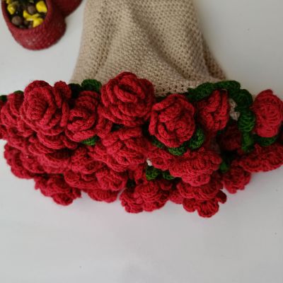Çiçekli Battaniye, Şal Buket Battaniye, Buket Şal, Örgü Çiçek Buketi