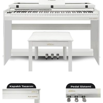 Midex PLX-140 PRO-WH Bluetooth Dijital Piyano 88 tuşlu (Kulaklık+Tabure)