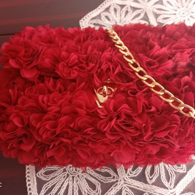 Tulipart Center Zincir Askılı Özel Tasarım Çanta Bordo (large)