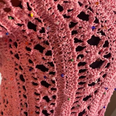 Pembe El Örgüsü Kadın Yazlık Crop Bluz