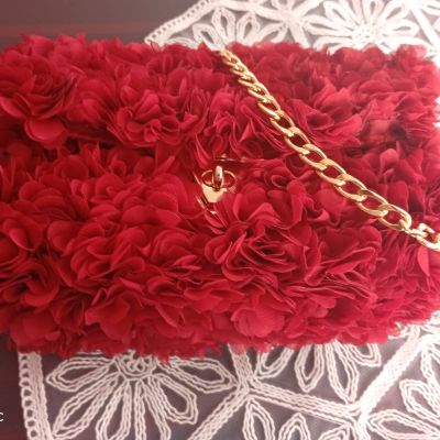 Tulipart Center Zincir Askılı Özel Tasarım Çanta Bordo (large)