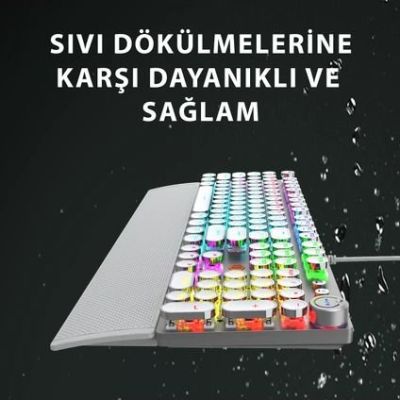 Lecoo KG1102 Kablolu Blue Switch Makro Tuşlu RGB LED Aydınlatmalı Mekanik Gaming Türkçe Q Metalik Klavye