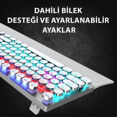 Lecoo KG1102 Kablolu Blue Switch Makro Tuşlu RGB LED Aydınlatmalı Mekanik Gaming Türkçe Q Metalik Klavye