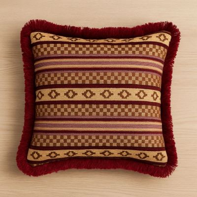 Biguzu Kervan Etnik Desenli Püsküllü Dekoratif Kırlent 45x45cm