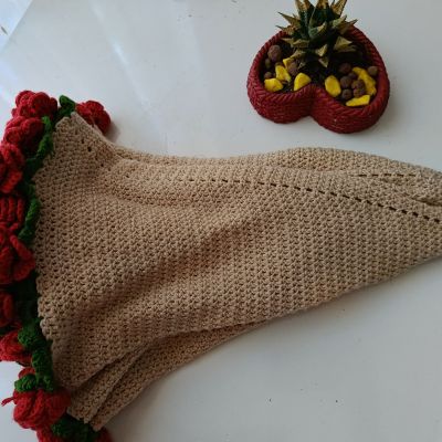 Çiçekli Battaniye, Şal Buket Battaniye, Buket Şal, Örgü Çiçek Buketi