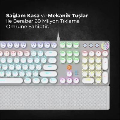 Lecoo KG1102 Kablolu Blue Switch Makro Tuşlu RGB LED Aydınlatmalı Mekanik Gaming Türkçe Q Metalik Klavye